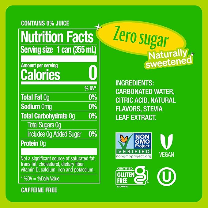 Zevia Zero Sugar Soda, Lemon Lime Twist, 12 oz Cans (24-Pack) ??Naturally Sweetened, Non-GMO