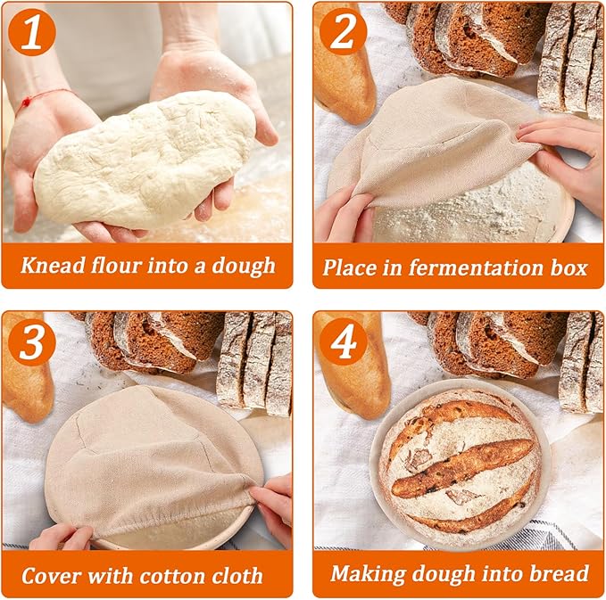 5 inch Round Mini Banneton Bread Proofing Basket Sourdough Bread Baking Supplies Set of 10