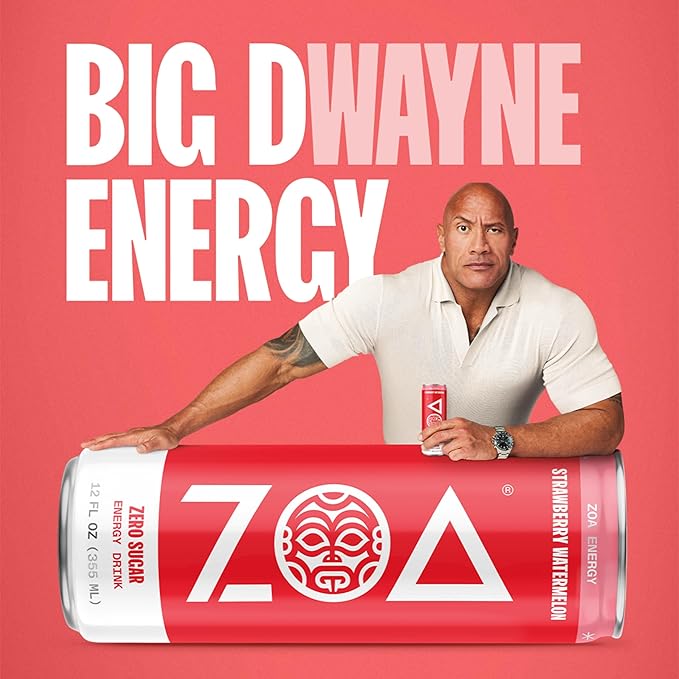 ZOA Zero Sugar Energy Drinks, Strawberry Watermelon - Sugar Free with Electrolytes, Healthy Vitamin