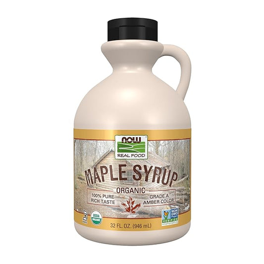 NOW Foods, Certified Organic Maple Syrup, Grade A Amber Color, 100% Pure, Light Delicate Flavor