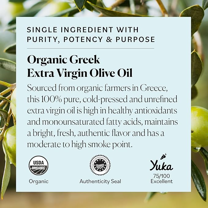 Sky Organics - Organic Extra Virgin Olive Oil, 16 fl oz - Cold Pressed & Unfiltered - Bright