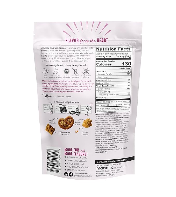 Marimix Snack Mix | Toasty Peanut Butter | Crunch Baked Sweet & Salty Savory Plant Based Naturally
