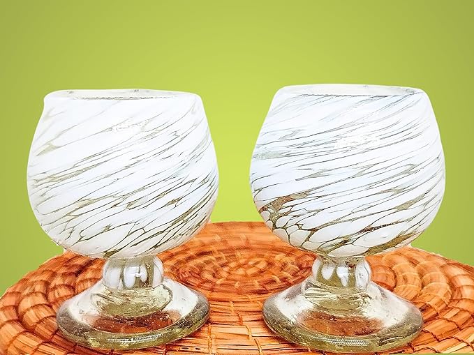 Authentic Mexican Tequila Hand Blown Shot Glasses - Set of 4-2 oz - Mini Glass Snifters - Heavy