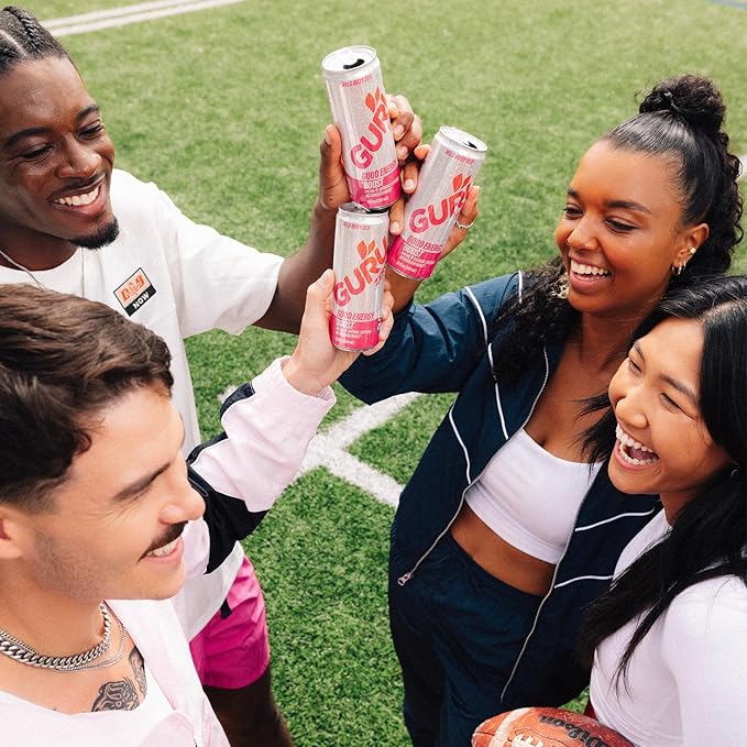 GURU ZERO SUGAR Wild Ruby Red Organic Energy Drinks, Clean Energy Drink with Plant Based Natural