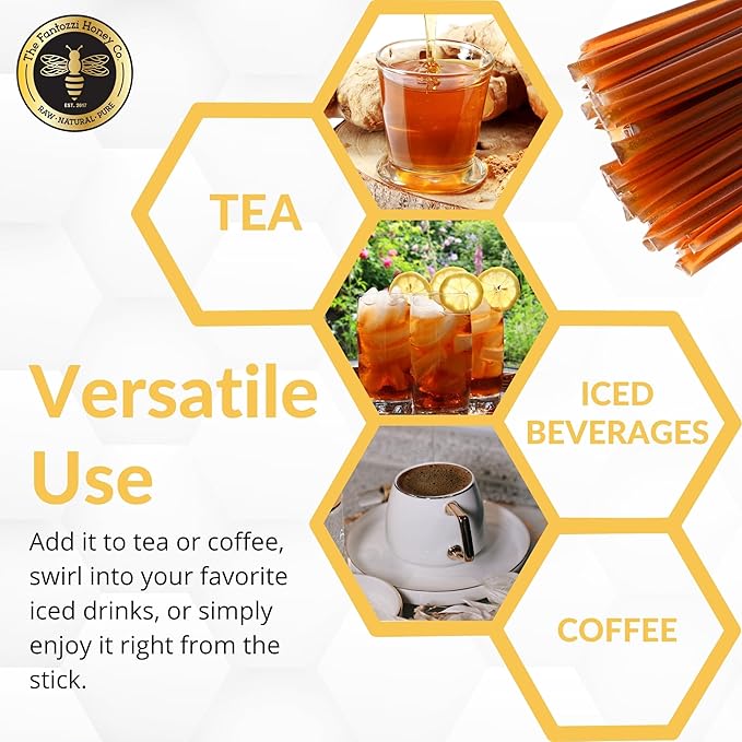Sage Honey Straws, 25 Count - Raw Honey Sticks for Tea and Coffee - Perfect for Hot Beverages