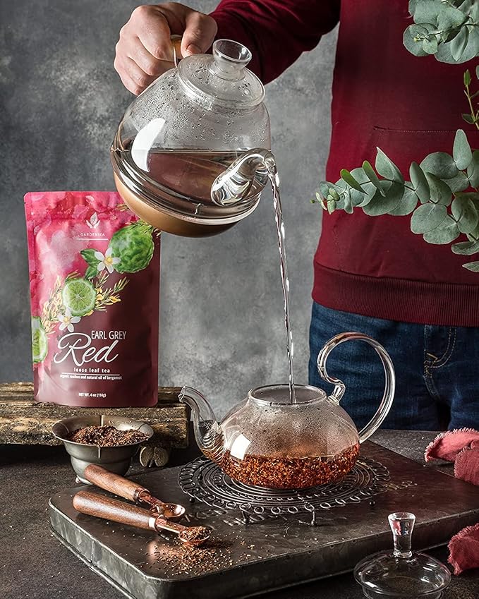 Gardenika Loose Leaf Tea Set, Herbal Caffeine-Free Set - Rooibos, Spearmint, Chamomile, Hibiscus