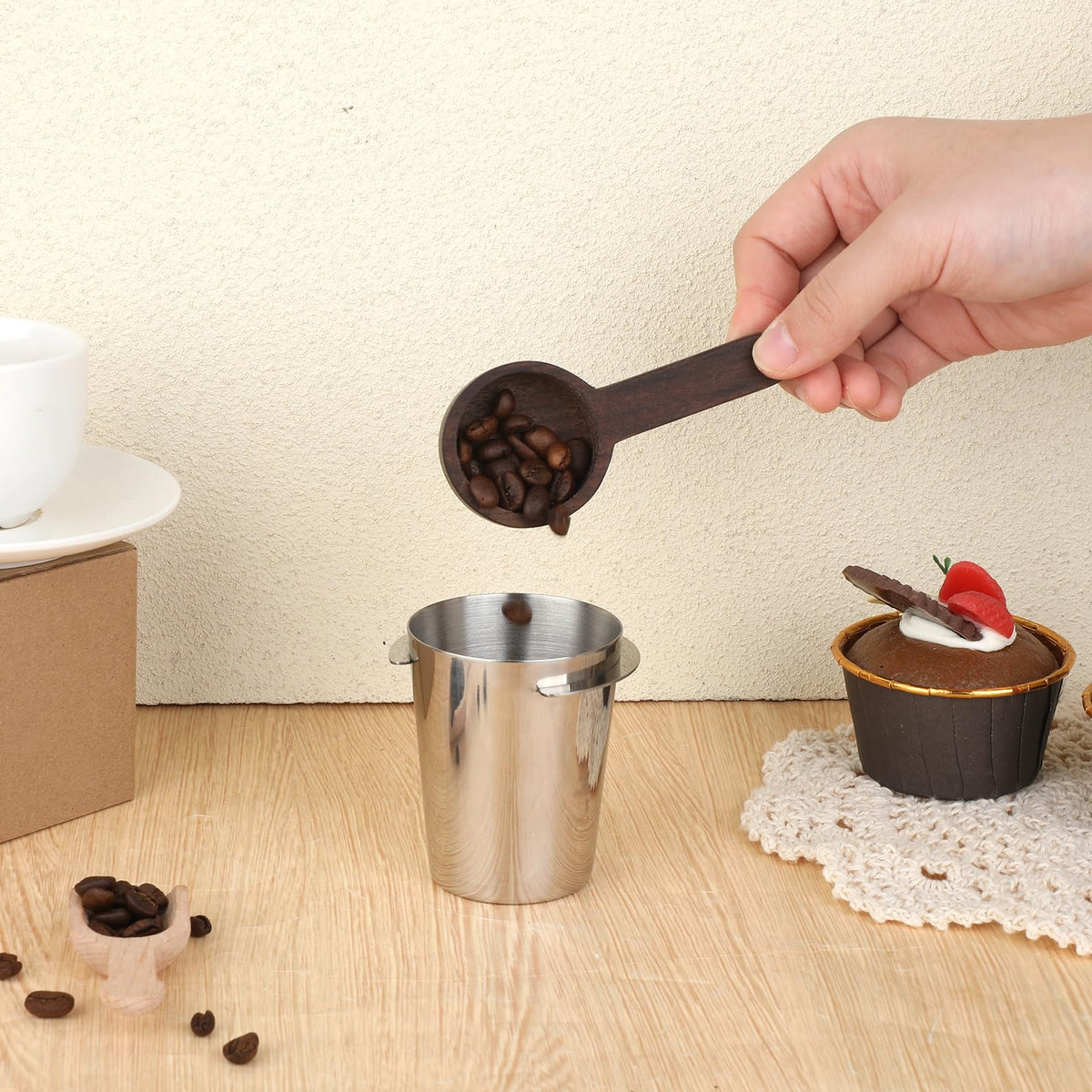 Coffee Dosing Cup 58mm, Stainless Steel Dosing Cup Compatible with All 58mm Portafilter, Coffee
