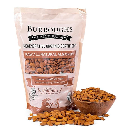 Burroughs Family Farms 3 lb USDA Organic Raw Almonds – First Regenerative Organic Certified Farm