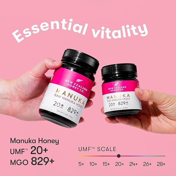 New Zealand Honey Co. Raw Manuka Honey UMF 20+ / MGO 829+ | UMF Certified | 4.4oz | Medical Grade
