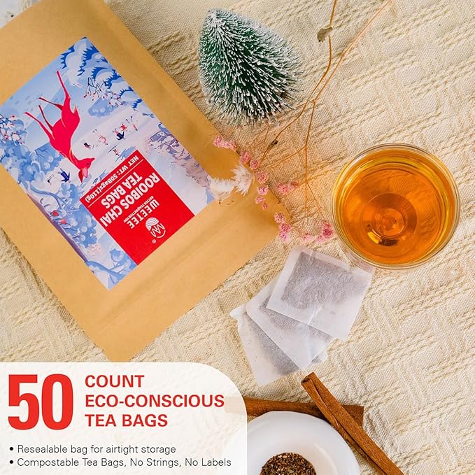 WT WEETEE Rooibos Chai Tea Bags, South African Red Tea with Cinnamon, Cloves, Cardamom, Natural