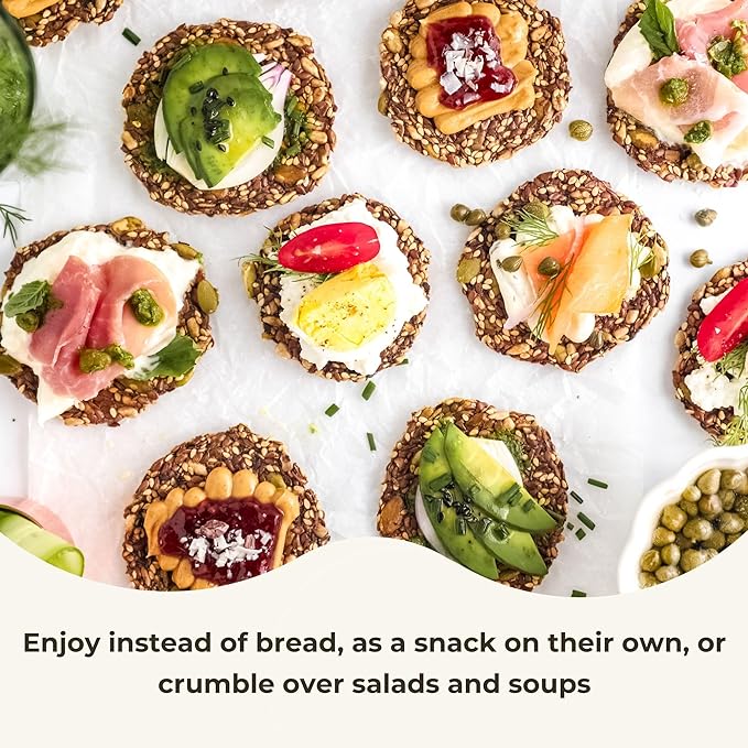 ELLA’S FLATS® Everything All Seed Savory Crisps – All Natural, Gluten Free, Good Source of Protein