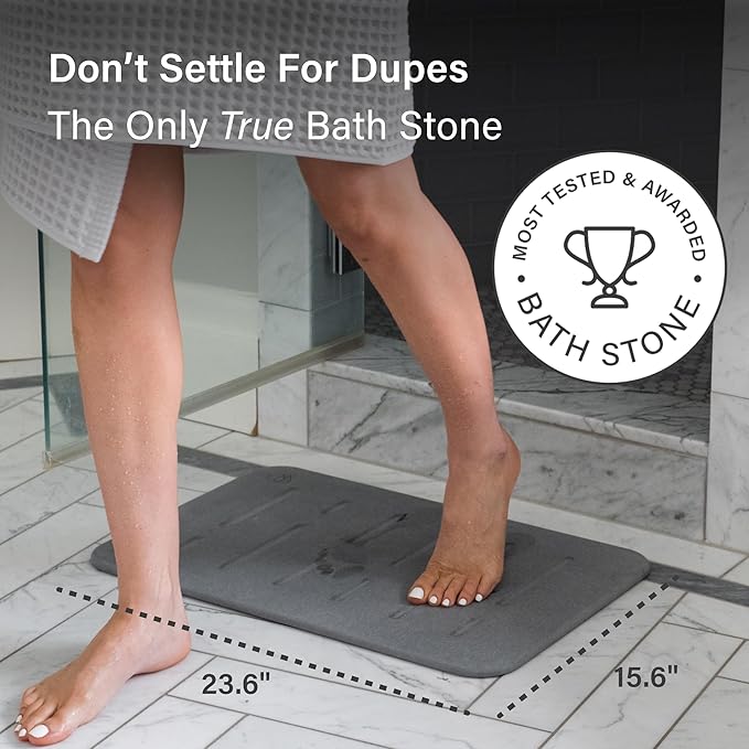 Dorai Home Bath Stone – Luxury Quick-Drying Stone Bath Mat, Non-Slip Surface, Rubberized Bottom