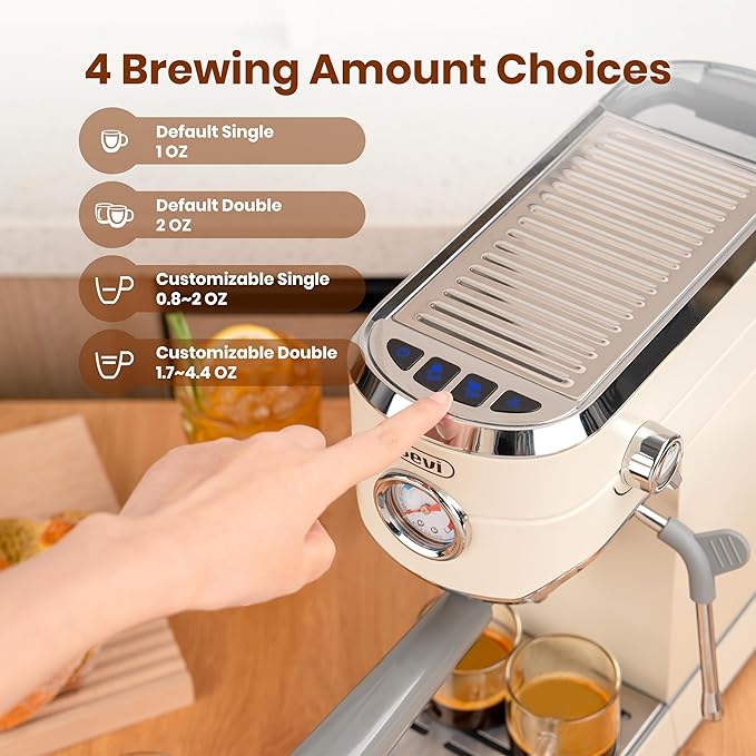Gevi Espresso Machine 20 Bar with Grinder, Professional Espresso Maker with 35 Precise Grind