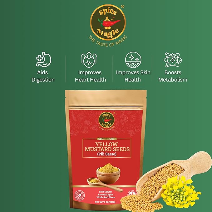 Spice Magic Yellow Mustard Seeds ??Whole | Bold, Earthy Flavor for Pickles, Curries & Spice Blends