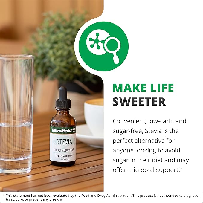 NutraMedix Stevia - Bioavailable Liquid Stevia Leaf Extract Drops for Microbial Support - Sugar