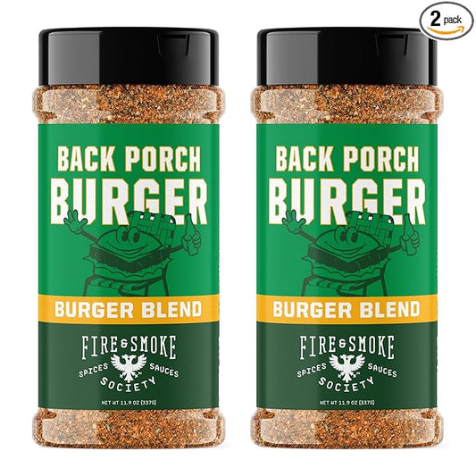 Fire & Smoke Back Porch Burger Seasoning | BBQ Rub for Smoking and Grilling Meat | Beef, Pork