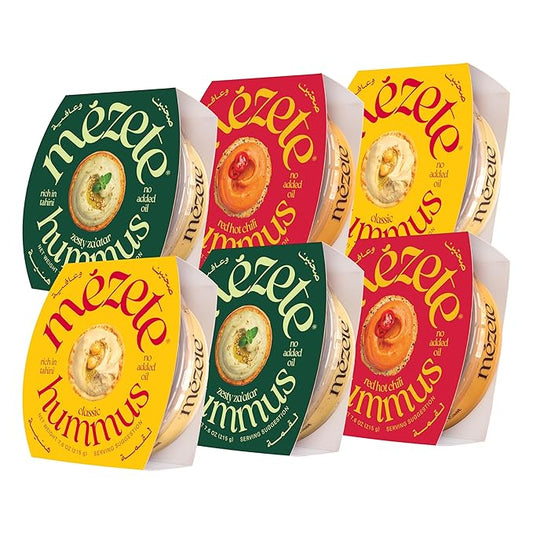 Mezete Hummus Variety Pack | Authentic Middle Eastern | Free from Preservatives | All-Natural Dips