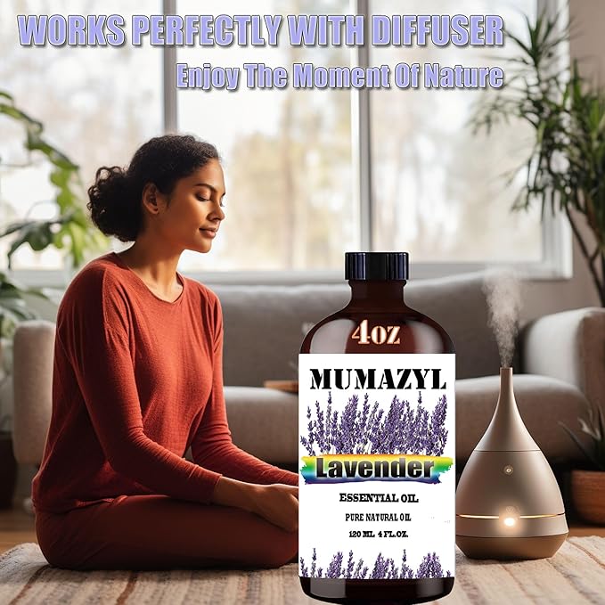 Lavender Essential Oil, Lavender Oil 4 Fl Oz 120ML for Diffuser Humidifier Yoga Cleaning DIY Candle