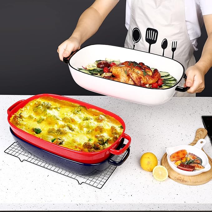 4.5 Quart Ceramic Baking Dish,Serving Bakeware for Casserole,Lasagna,Gratin,Broiling,Roasting,and