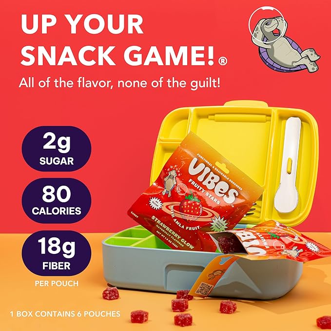 VIBES Strawberry Glow Fruity Stars - Healthy Gluten-Free & Vegan Fruit Chews - Fruit Snacks for