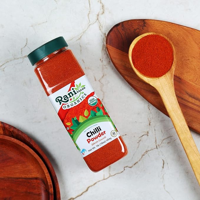 Rani Organic Chilli Powder (Mirchi Ground) 16oz (1lb) 454g PET Jar ~ All Natural | Vegan | Gluten