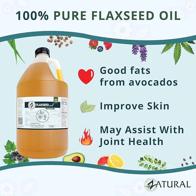 Zatural Flaxseed Oil Naturally Grown 100% Pure Flax Seeds Cold Pressed Vegan Omega Fatty Acids