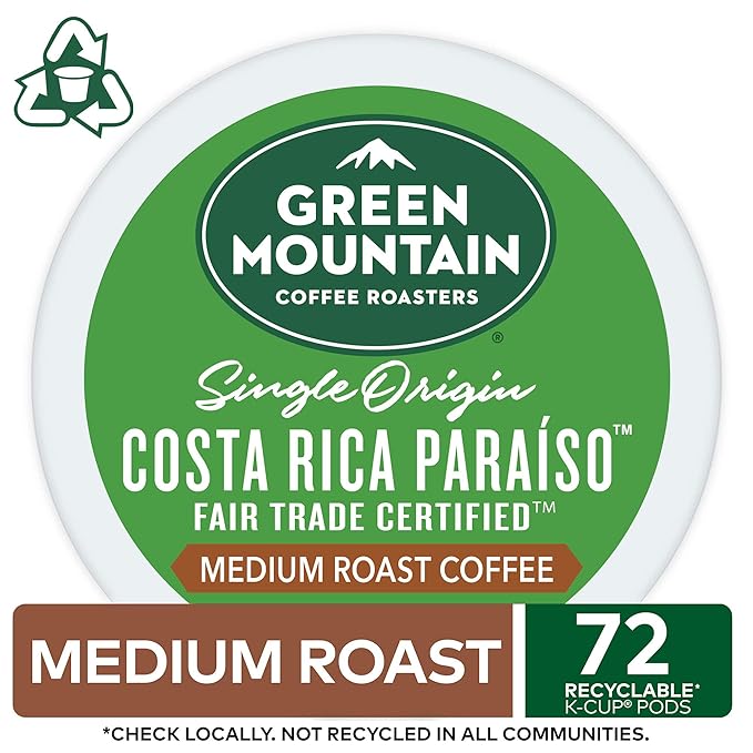 Green Mountain Coffee Roasters Costa Rica Paraiso Single-Serve K-Cup Pods, Medium Roast Coffee, 72
