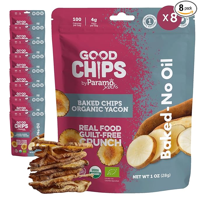 Baked Organic Yacon Chips by GOOD CHIPS! 100% Natural, Oil Free, Only One Ingredient: Yacon Root