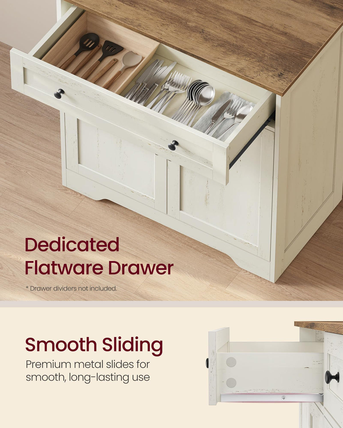 VASAGLE Siren Collection - Buffet Cabinet, Farmhouse Coffee Bar Cabinet with Drawer,Adjustable