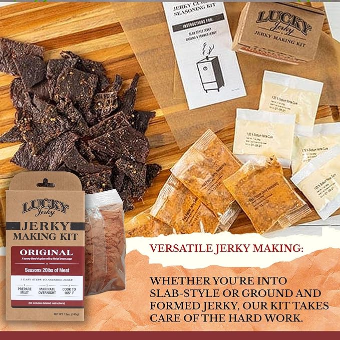 Lucky Jerky Original DIY Jerky Seasoning Kits - Seasons 20lbs of Meat