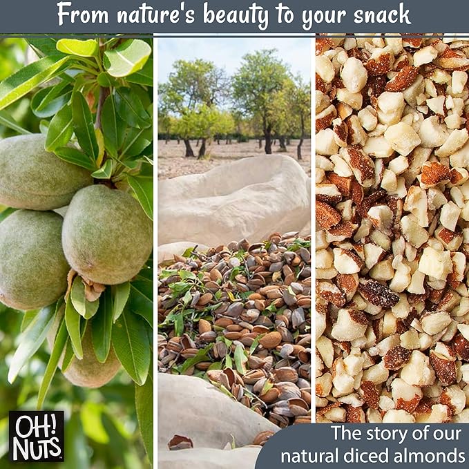 Oh! Nuts Almonds Natural Diced - Raw - 100% Natural - 2 lb - High-Protein Diced Almonds - Packed in