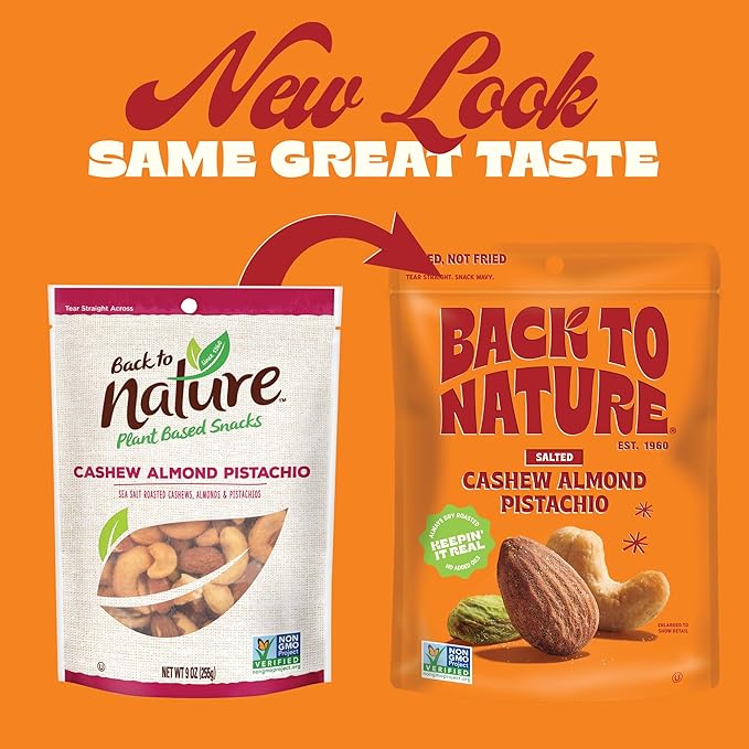Back to Nature Premium Nut Mix - Cashew, Almond & Pistachio Blend, Dry Roasted with Sea Salt