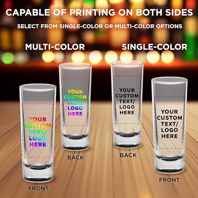 Custom Cordial Shooter Shot Glasses 2 oz. Set of 100, Personalized Bulk Pack - Great for Birthdays