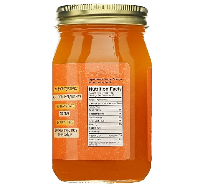 Green Jay Gourmet Mango Jam - All-Natural Fruit Jam with Mango & Lemon Juice - Vegan, Gluten-free