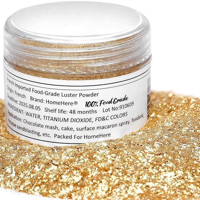 HomeHere Edible Luster Dust Food-Grade Glimmer Powder Glitter for Cake Decorating 7g, Disco Diamond
