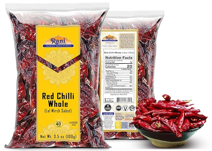 Rani Chilli Whole (Lal Mirch Sabut) 3.5oz (100g) ~ All Natural | Vegan | No Colors | Gluten