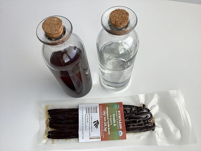 1oz. Madagascar Organic Vanilla Beans Gourmet Grade A. Certified USDA Organic 6"-7.5" by FITNCLEAN