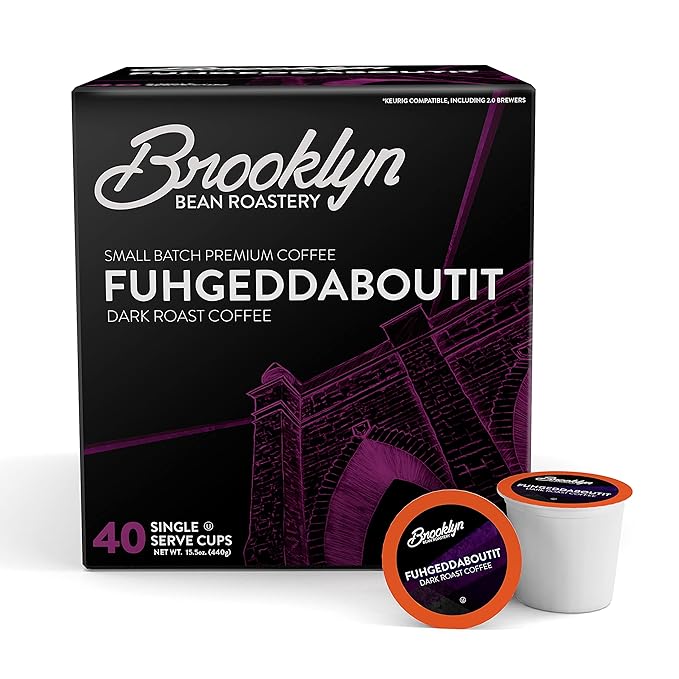 Brooklyn Beans Fuhgeddaboutit Gourmet Coffee Pods - Compatible with Keurig 2.0 K Cup Brewers, 40