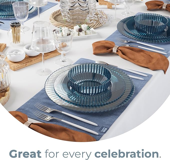 Exquisite 40 Piece Plastic Disposable Plates Set For 20 Guests I 20 X 9 Inch & 20 X 11 Inch