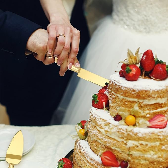 Wedding Cake Knife and Server Set, Cake Cutter and Pie Spatula, Cake Server and Knife Set of 2 with