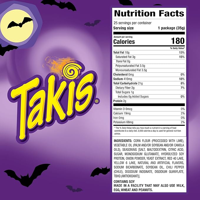 Takis Fuego Mini 25 pc / 1.23 oz Bite Size Multipack, Hot Chili Pepper & Lime Flavored Extreme