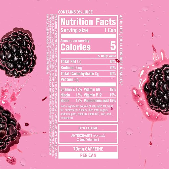 Sparkling Ice Caffeine Black Raspberry Sparkling Water with Caffeine, Zero Sugar, with Antioxidants