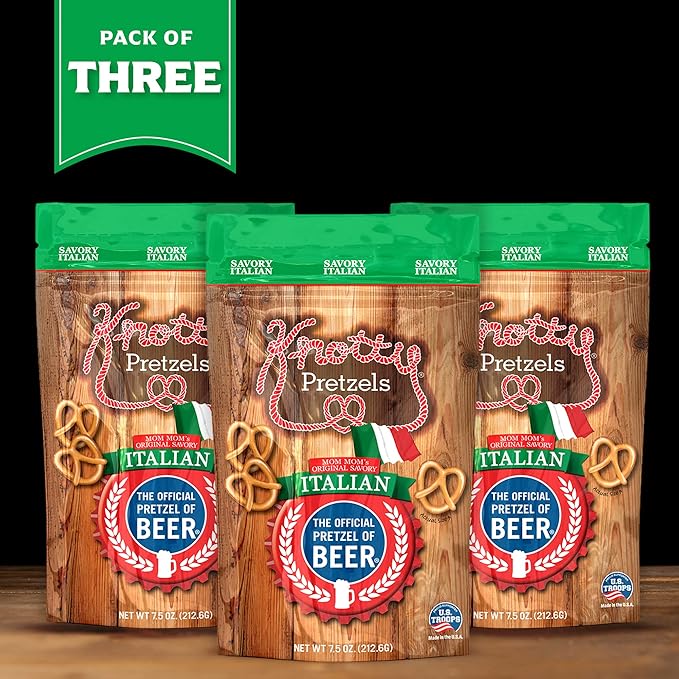Knotty Pretzels ?쏷he Official Pretzel of Beer??7.5 oz Individual Seasoned Pretzels in Resealable