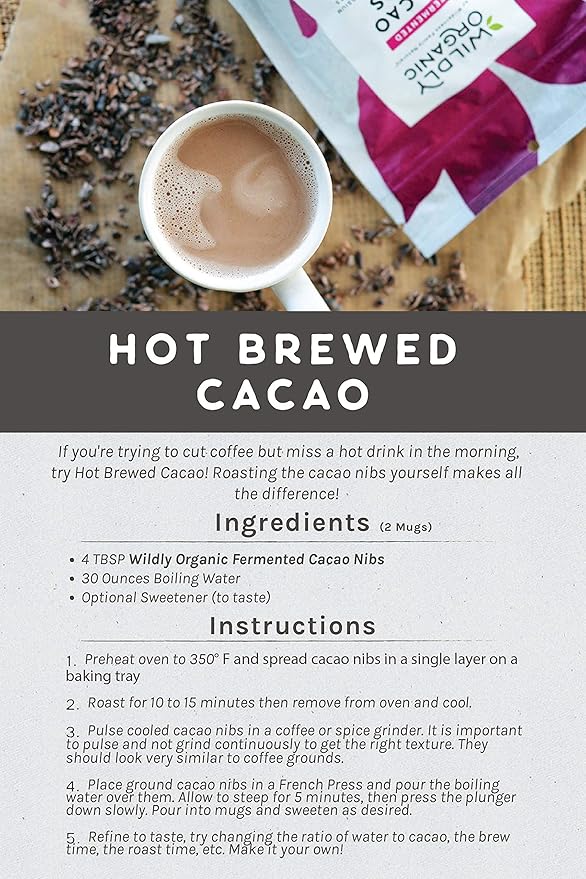Wildly Organic Fermented Cacao Nibs 16 Oz, 1 lb Bag - Organic, Non-Alkalized, Minimally Processed
