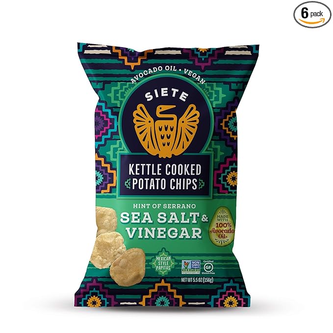 Siete Grain Free Potato Chips | Kettle Cooked | Gluten Free Chips | Vegan Snacks | Non GMO | Sea