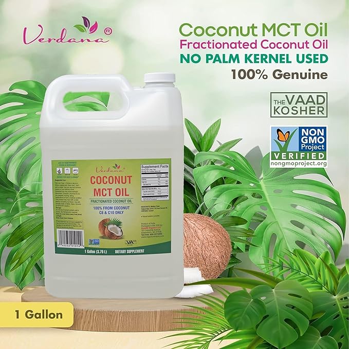 Verdana MCT Oil, Fractionated, 100% from Coconut - 1 Gallon - Kosher Food Grade, Vegan, Non-GMO