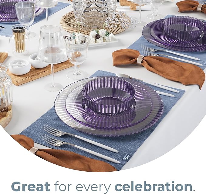 Exquisite 80 Piece Plastic Disposable Plates Set For 40 Guests I 20 X 9 Inch & 40 X 11 Inch