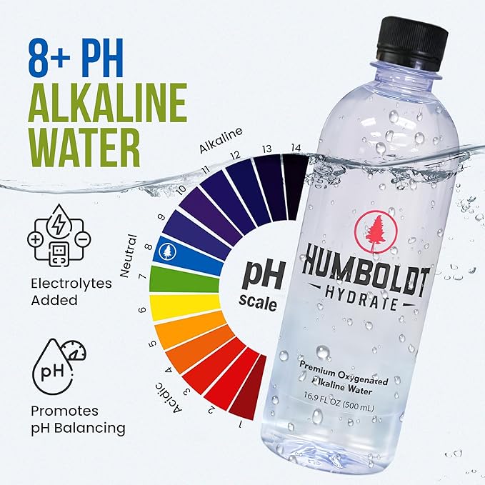 Humboldt Hydrate Bottled Alkaline Water - Infused with Electrolytes ??Ionized Case of Water 99.9%