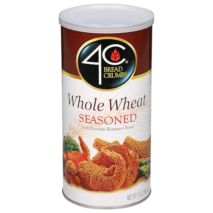 4C Premium Bread Crumbs, Whole Wheat Seasoned with Pecorino Romano Cheese 1 Pack, Flavorful Crispy