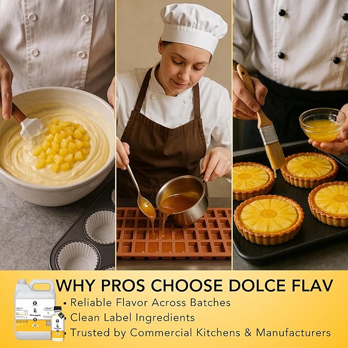 Dolce Flav Pineapple Extract ??1 Gallon Oil-Soluble Kosher, Sugar-Free, Concentrated Tropical